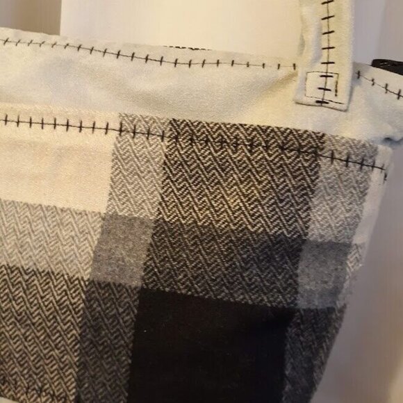 NEW Suede and Plaid Shoulder bag Purse Double handle Satchel Custom Stitching - Picture 3 of 10